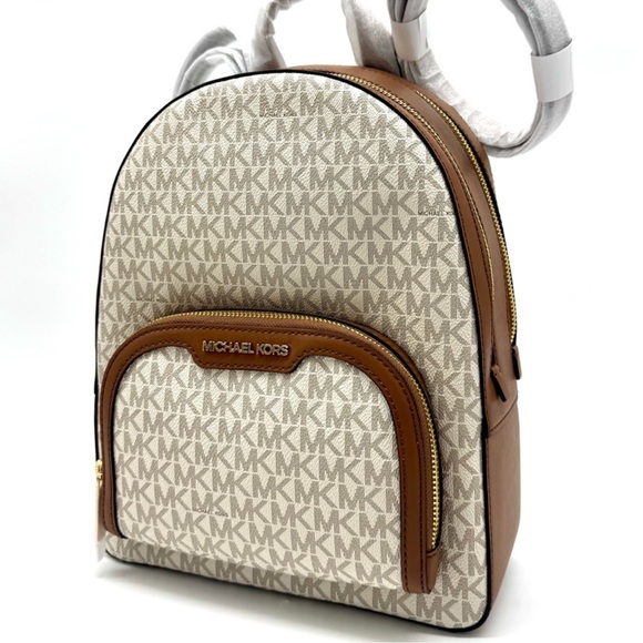 Michael Kors Jaycee Medium Signature Logo Backpack - Vanilla - Picture 1 of 13
